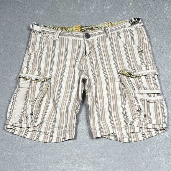 Miss Me Womens Size Large Multicolored Striped Cargo Bermuda Shorts 100% Cotton - Picture 1 of 15